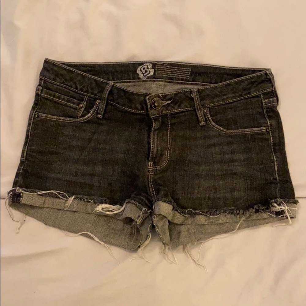 Black frayed bottom shorts